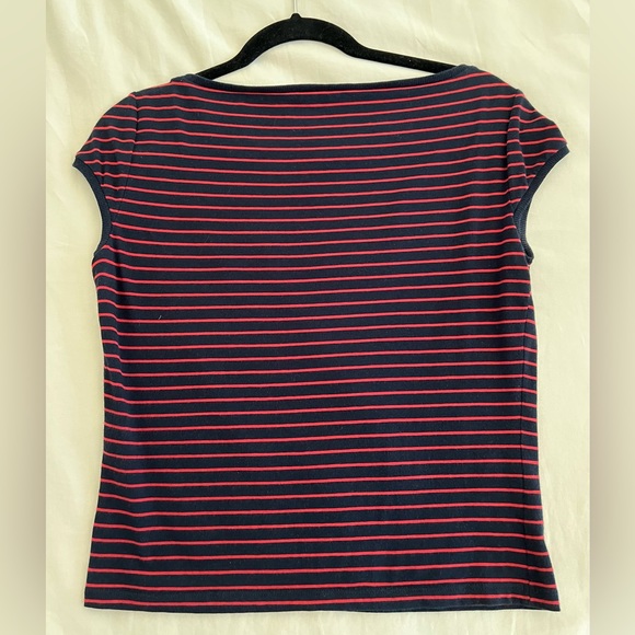 Weekend MaxMara, cotton stretchy cap sleeve boat neck shirt - Picture 2 of 7